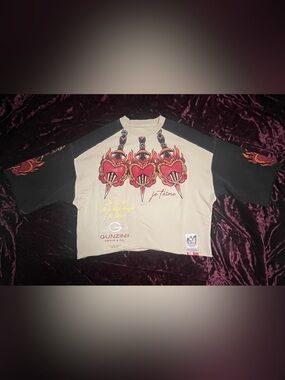 GUNZINII Denim & Co Heart Tattoo Graphic Cropped Boxy fit Men Size XS